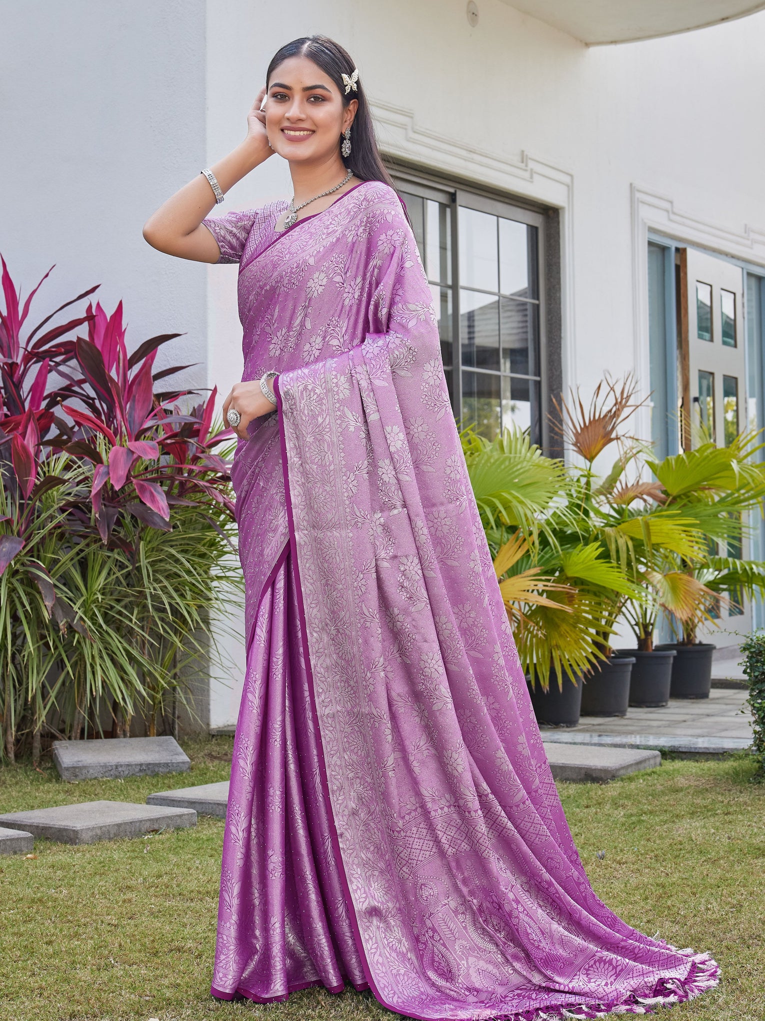 Mauve Georgette Saree RITU - View 3
