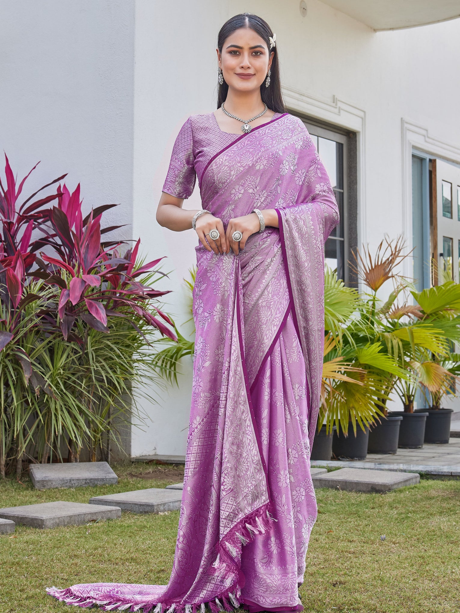 Mauve Georgette Saree RITU - View 5