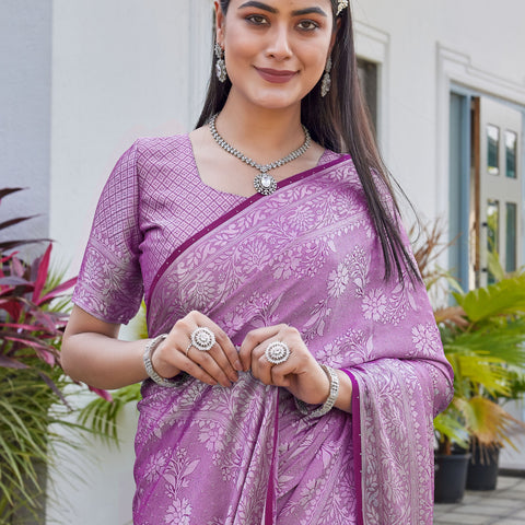 Mauve Georgette Saree RITU - View 7