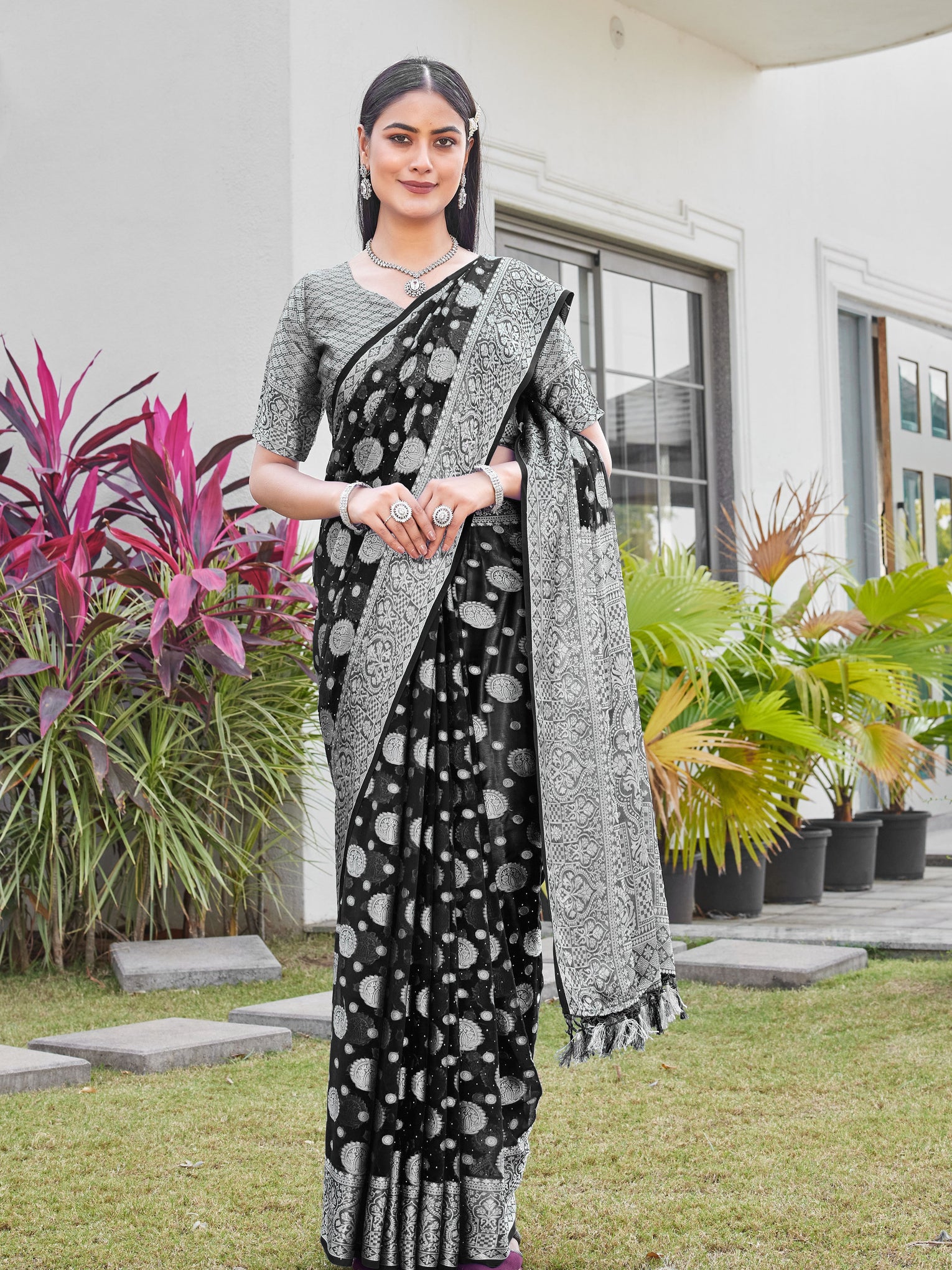Black Georgette Saree RIYA - View 1