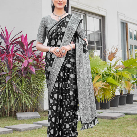 Black Georgette Saree RIYA - View 1