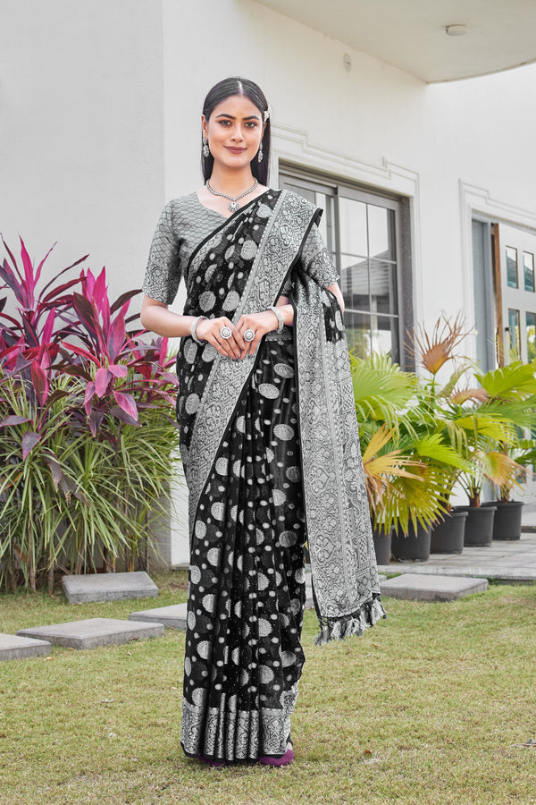 Black Georgette Saree RIYA - View 1