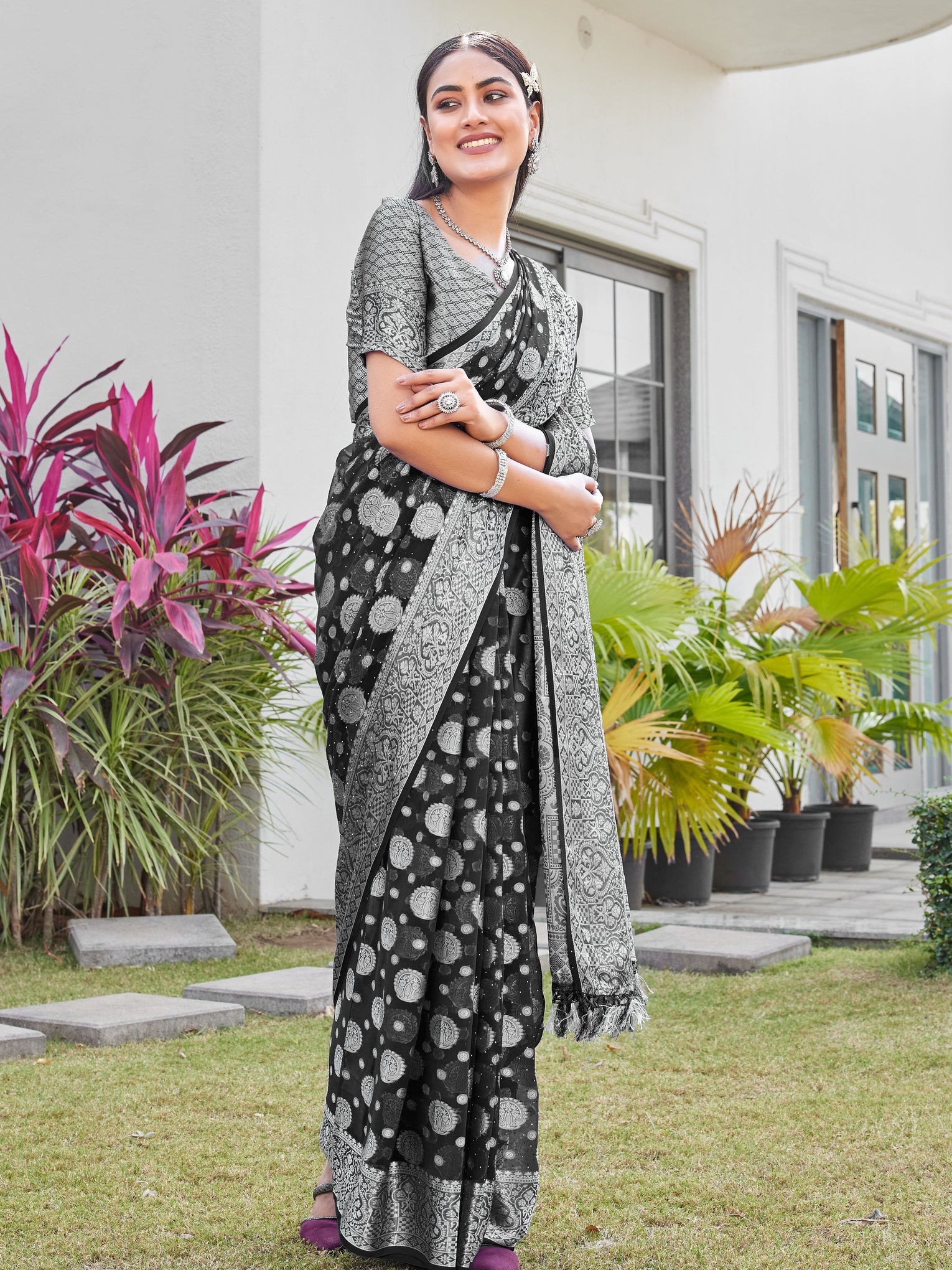 Black Georgette Saree RIYA - View 2