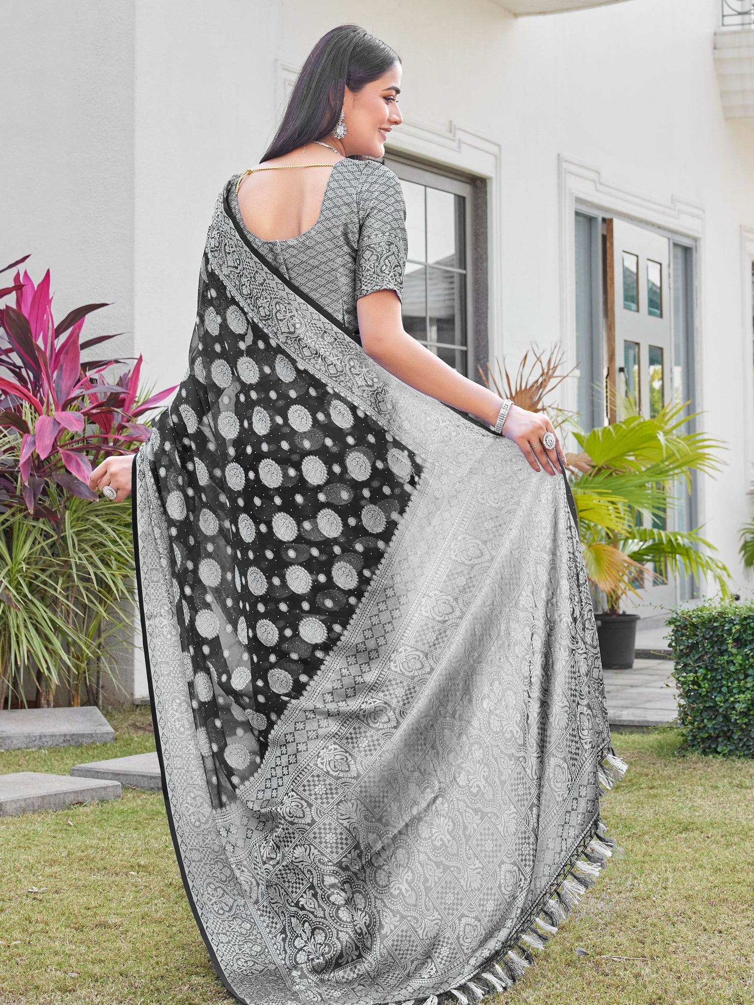 Black Georgette Saree RIYA - View 3