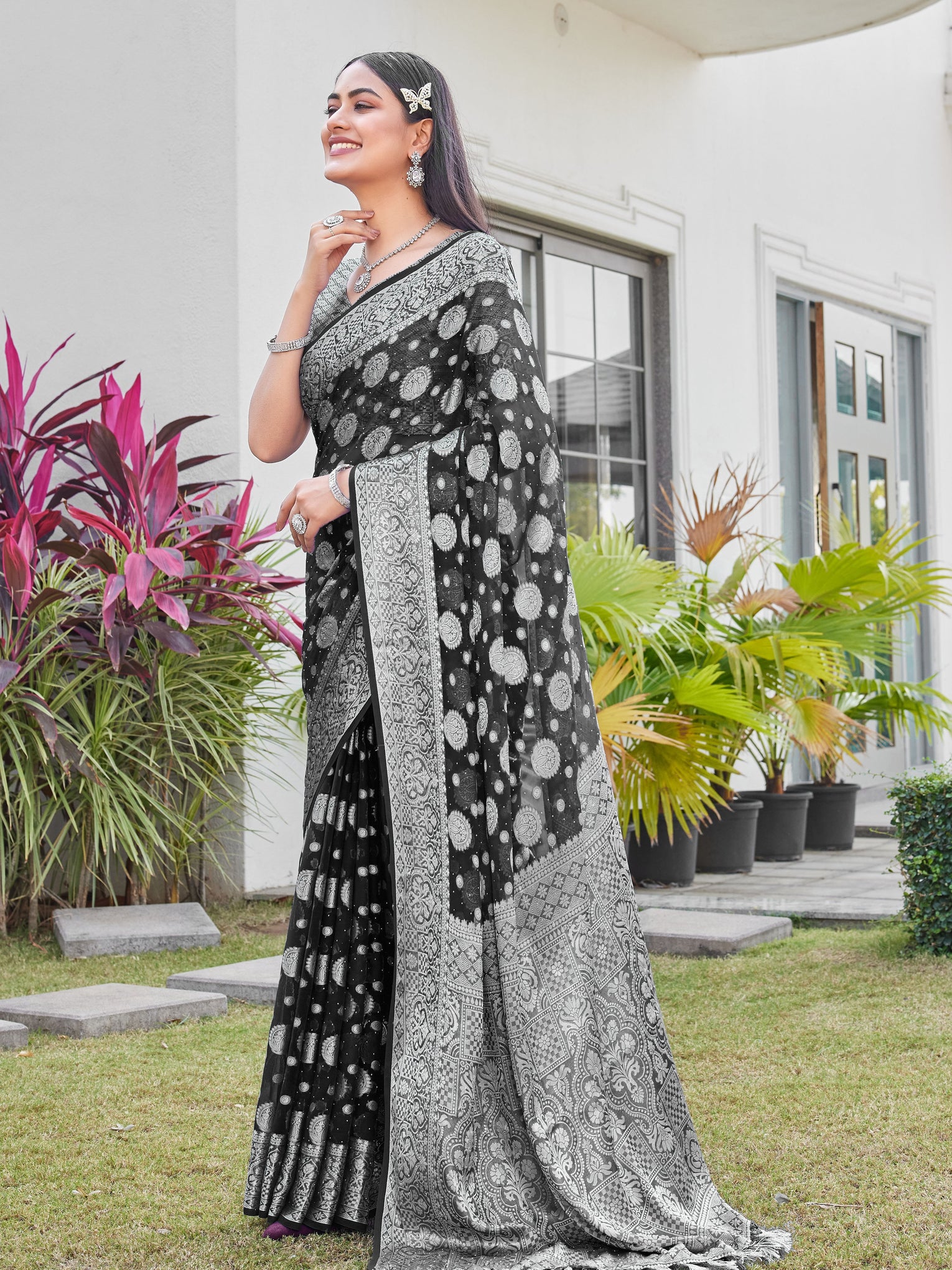 Black Georgette Saree RIYA - View 4