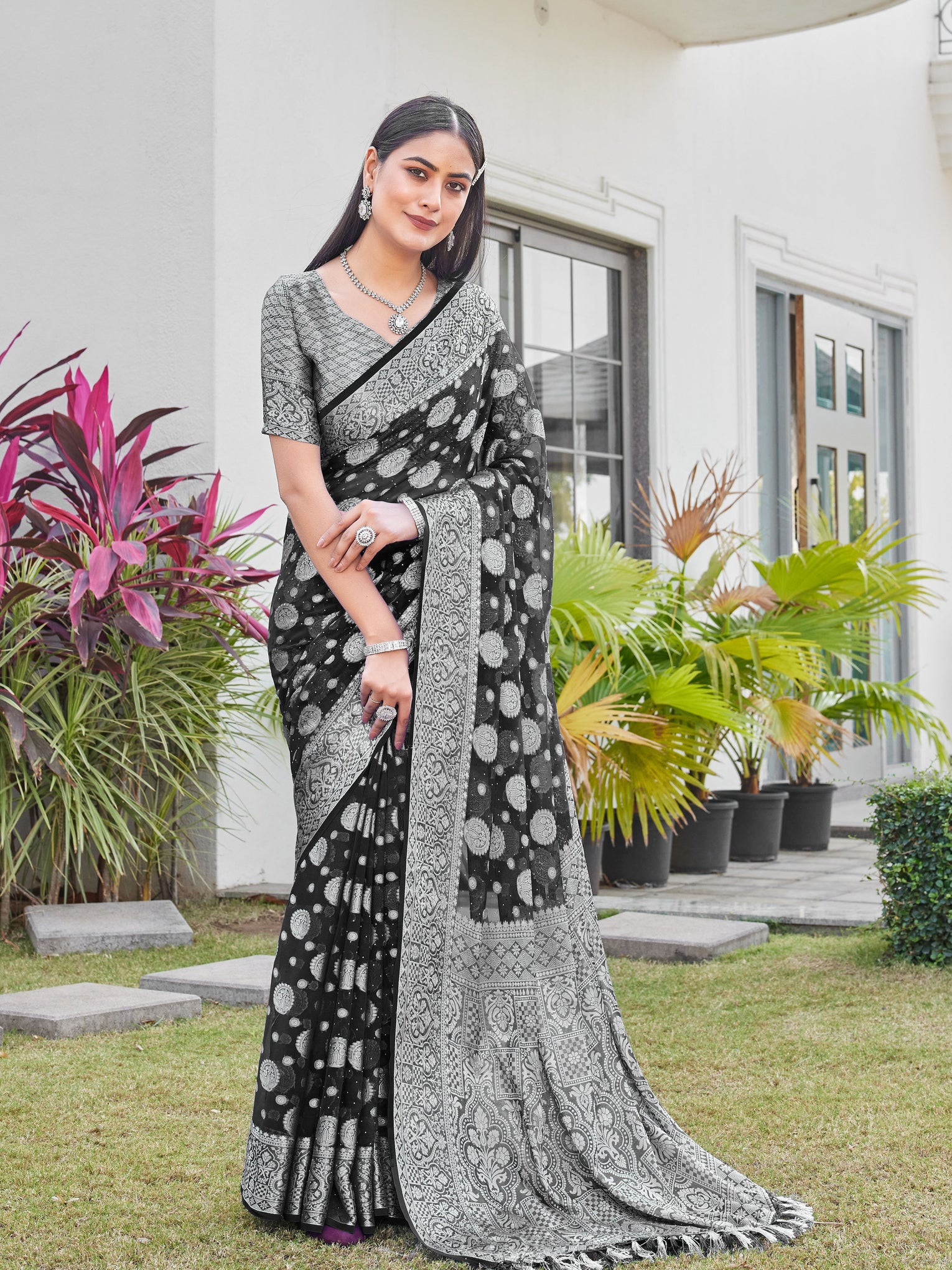 Black Georgette Saree RIYA - View 5