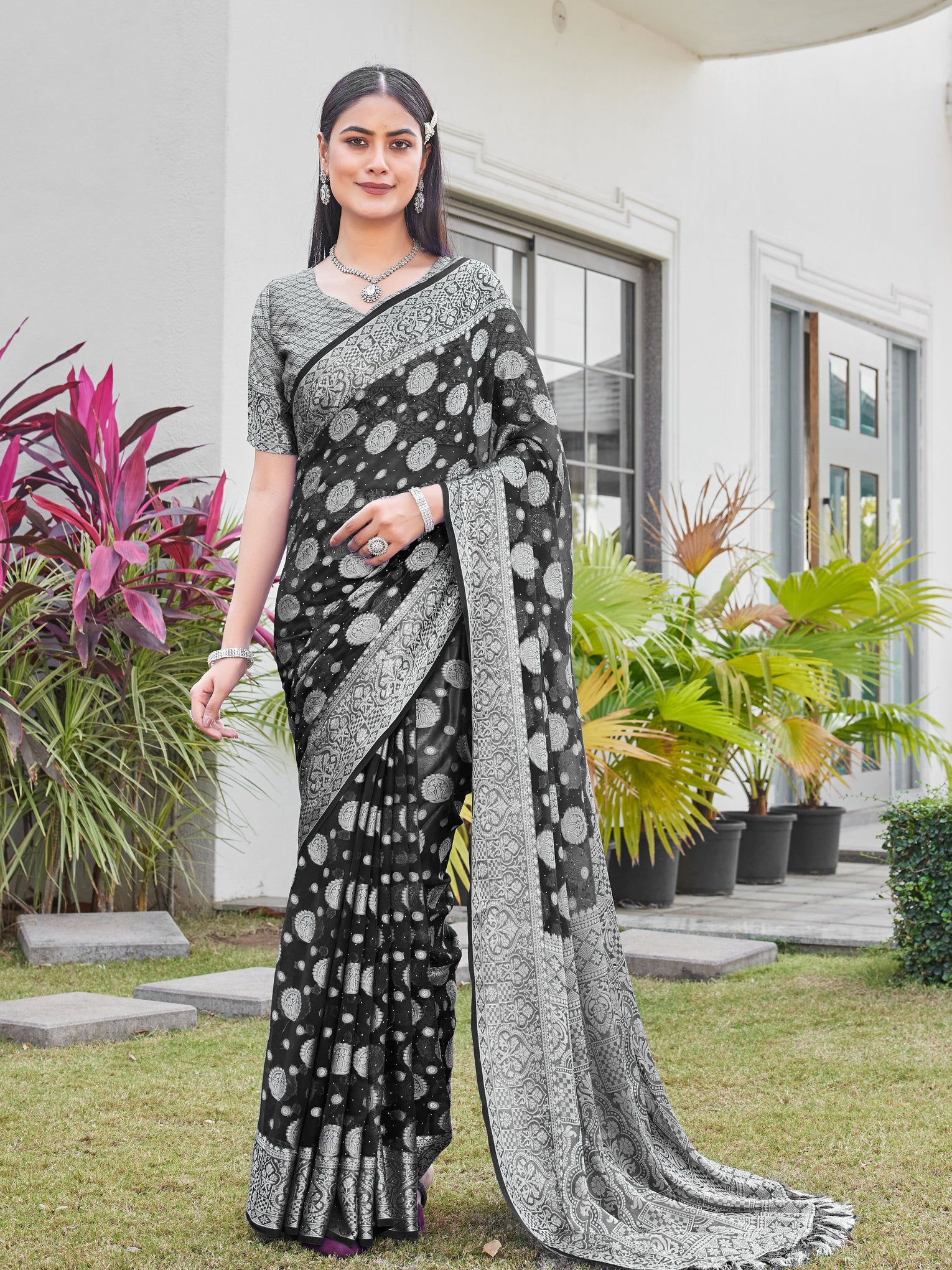 Black Georgette Saree RIYA - View 6