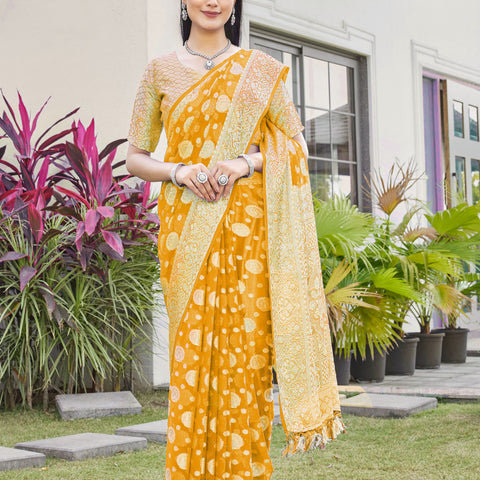 Yellow Georgette Saree RIYA - View 1