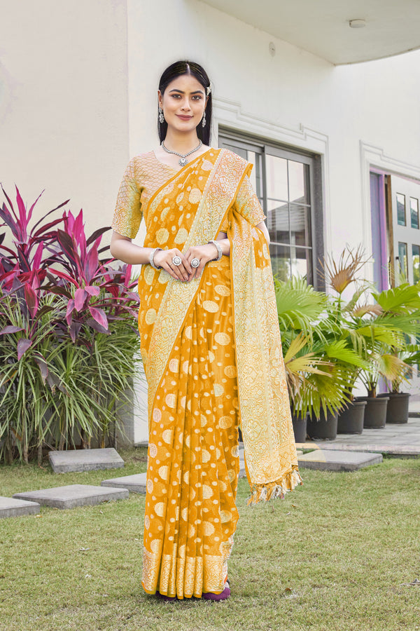 Yellow Georgette Saree RIYA - View 1