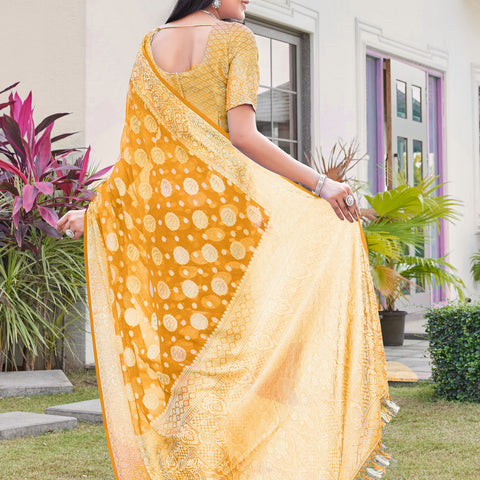 Yellow Georgette Saree RIYA - View 2