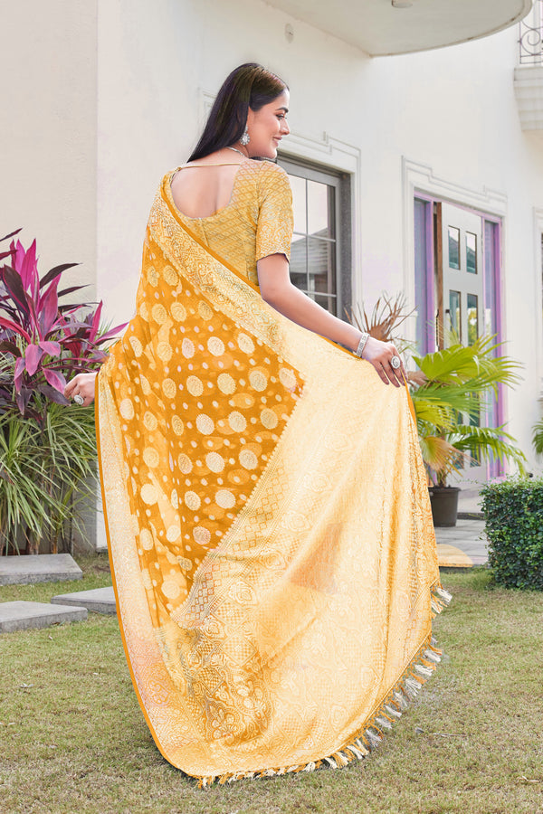 Yellow Georgette Saree RIYA - View 2