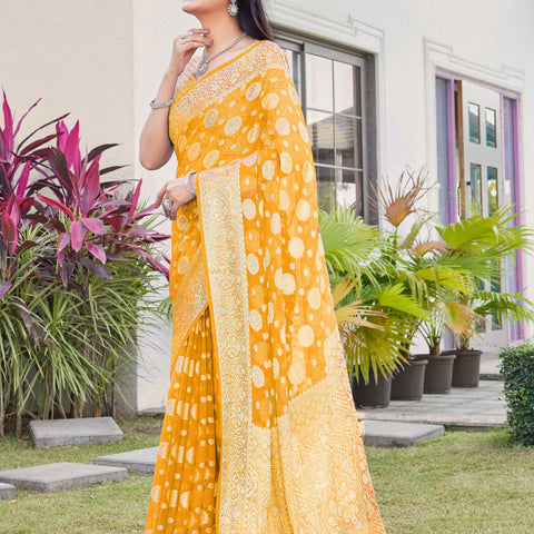 Yellow Georgette Saree RIYA - View 3