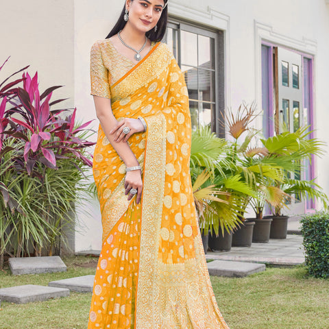Yellow Georgette Saree RIYA - View 4