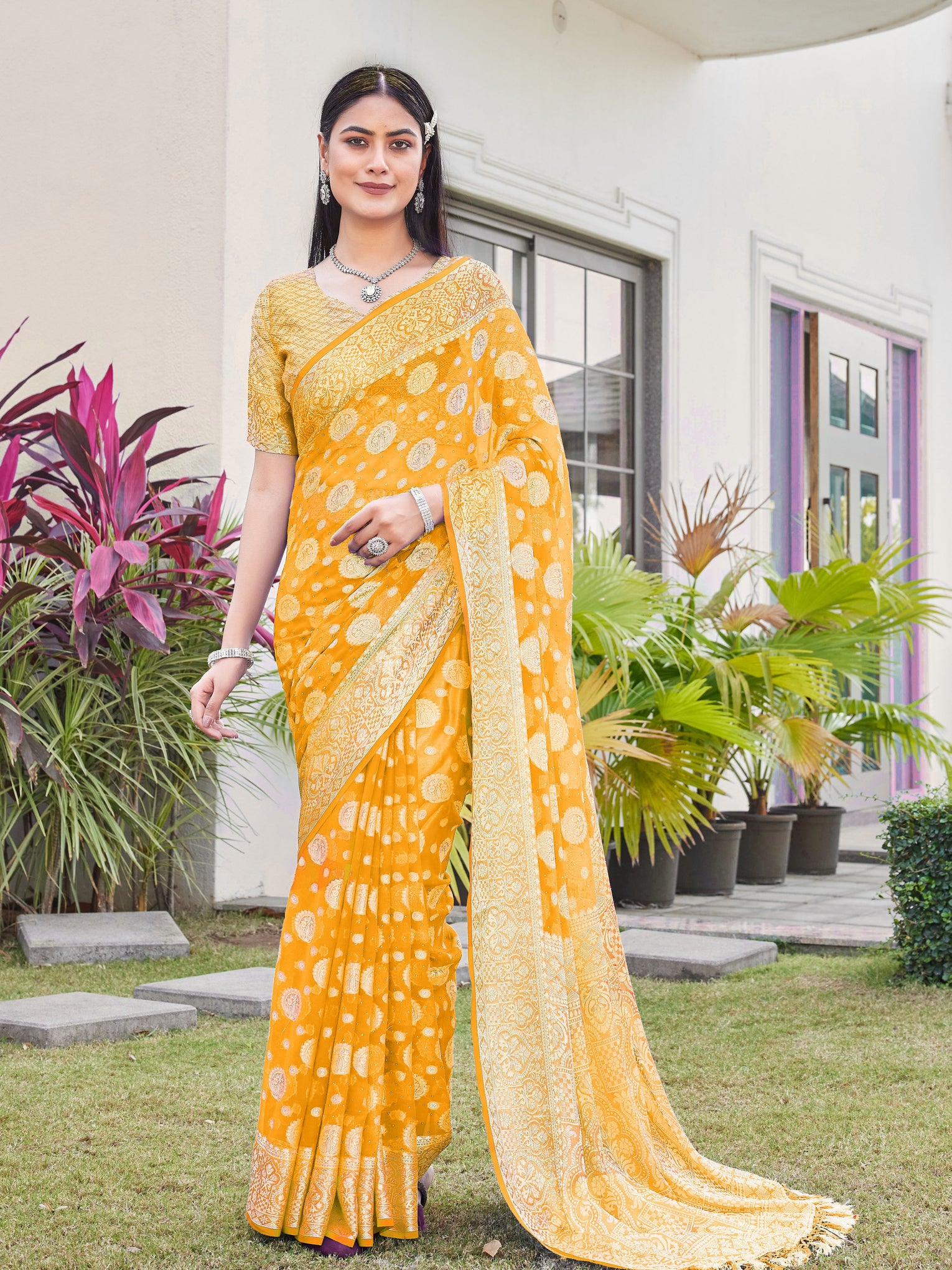 Yellow Georgette Saree RIYA - View 5