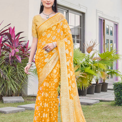 Yellow Georgette Saree RIYA - View 5