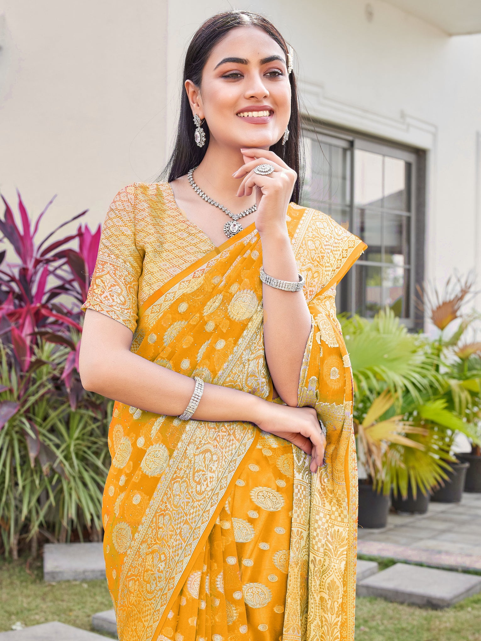 Yellow Georgette Saree RIYA - View 6
