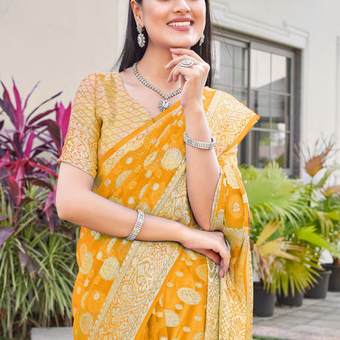 Yellow Georgette Saree RIYA - View 6