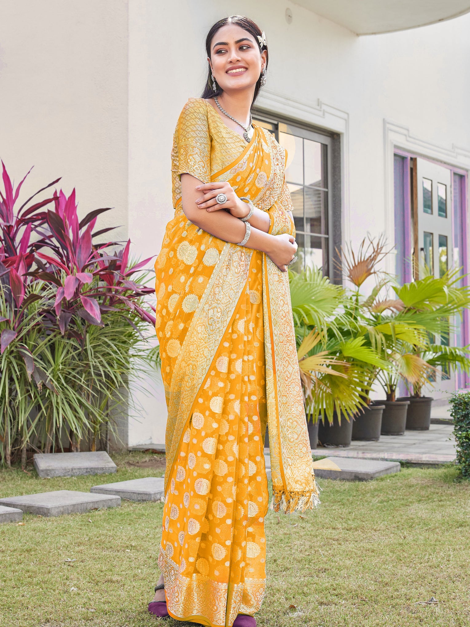 Yellow Georgette Saree RIYA - View 7