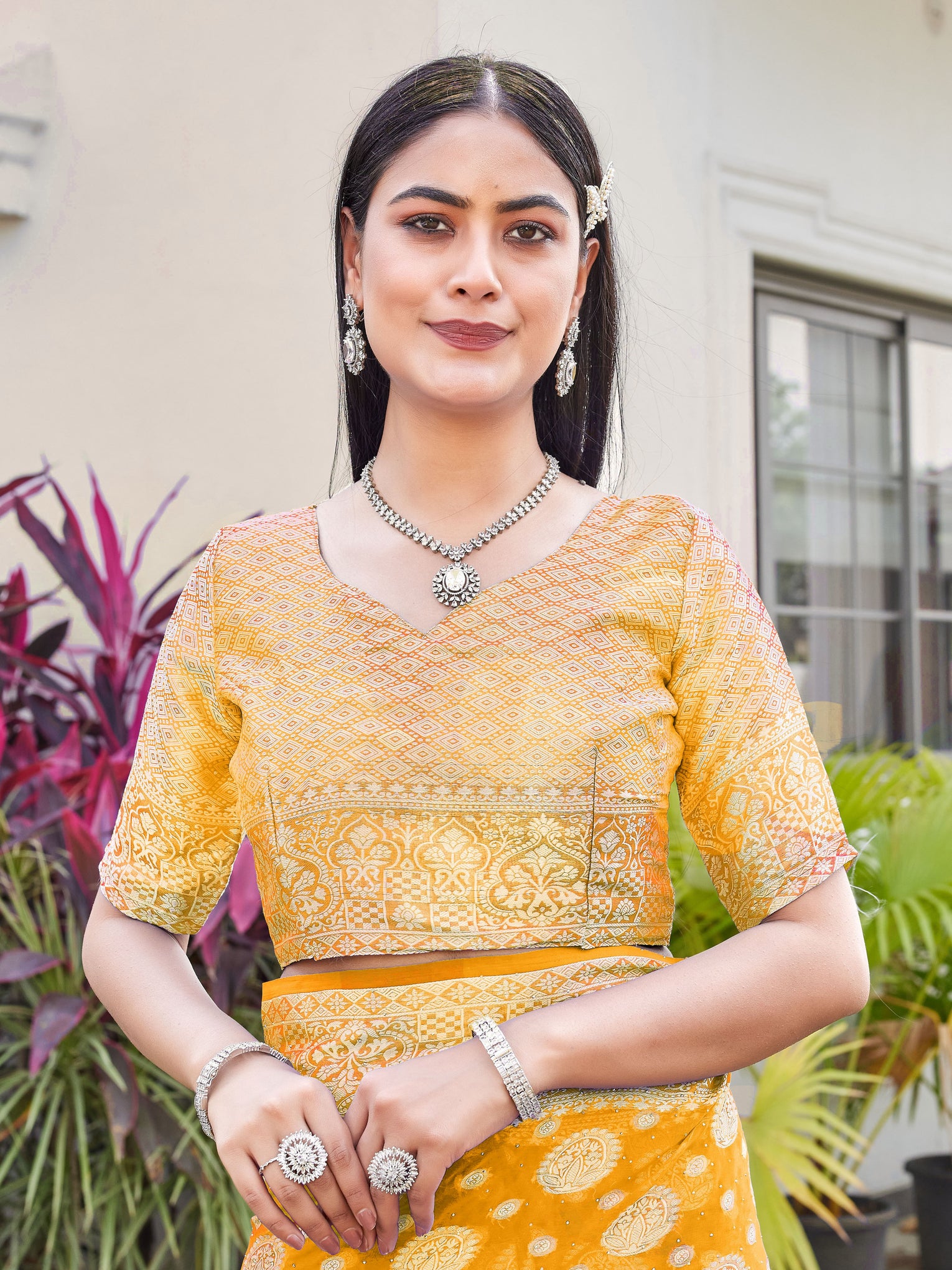 Yellow Georgette Saree RIYA - View 8
