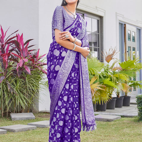 Purple Georgette Saree RIYA - View 1