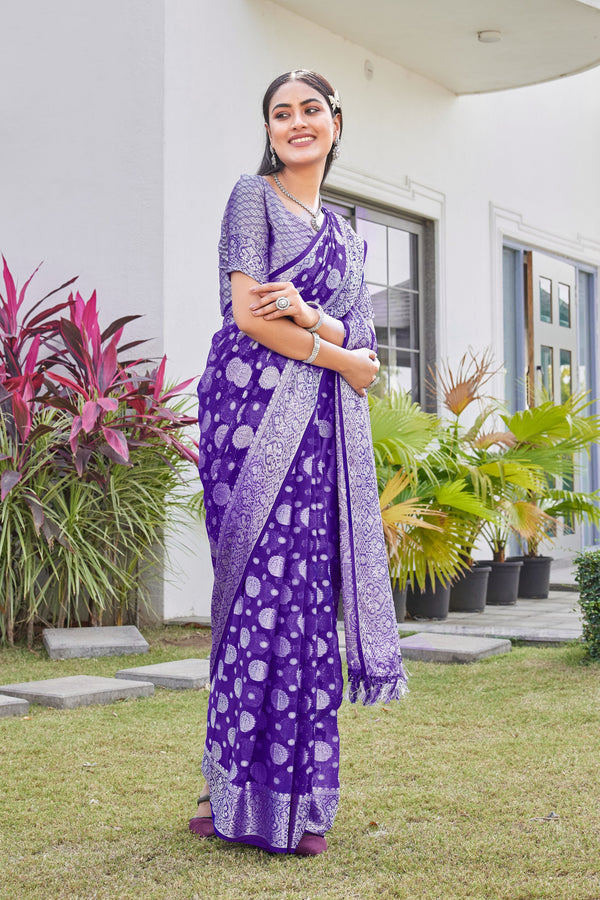 Purple Georgette Saree RIYA - View 1