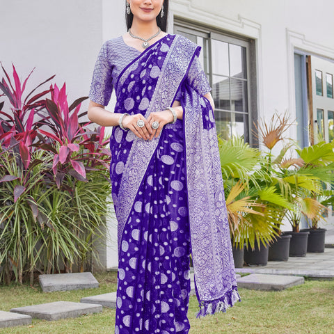 Purple Georgette Saree RIYA - View 2