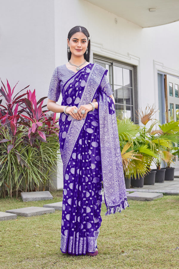 Purple Georgette Saree RIYA - View 2