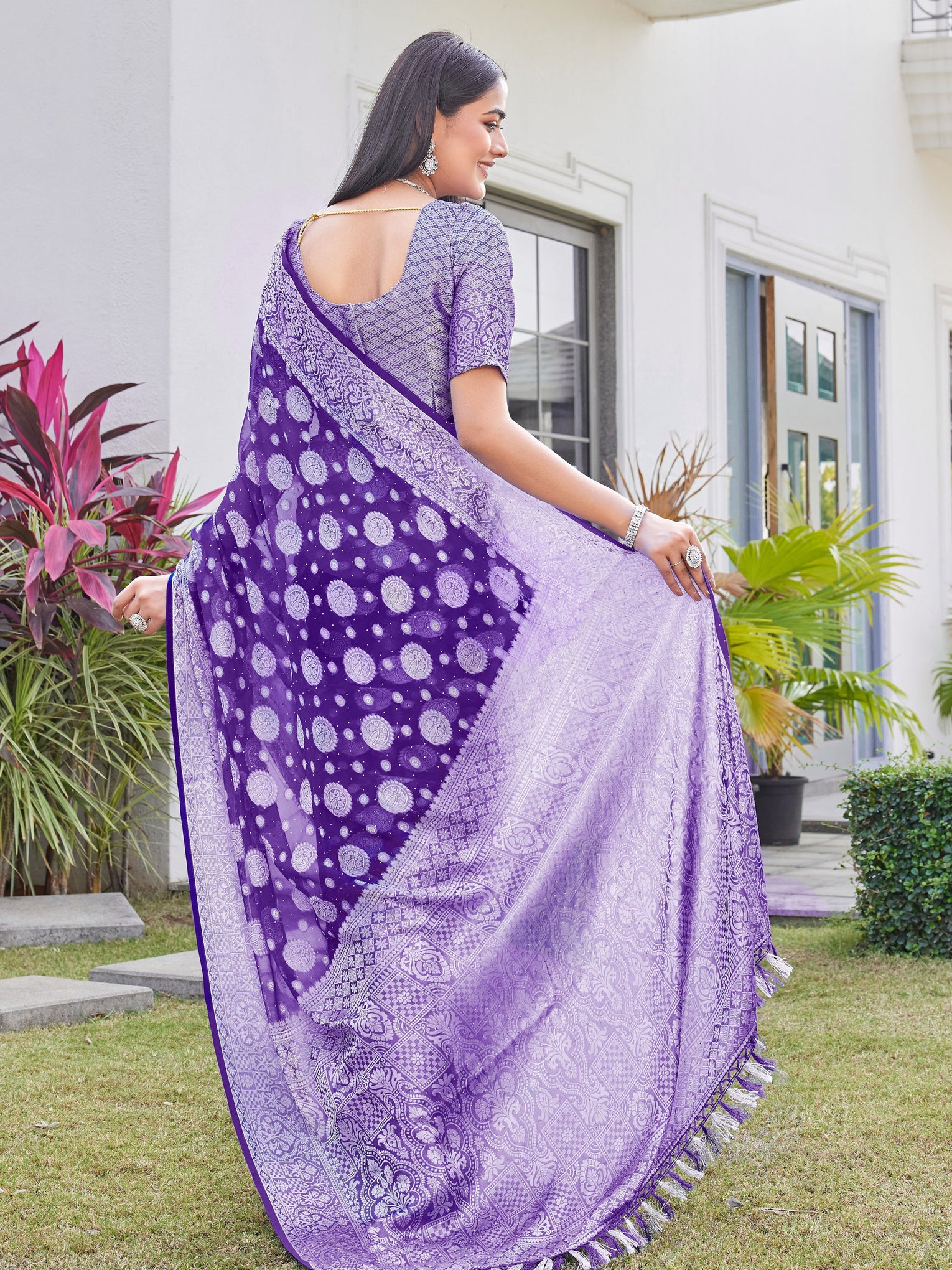 Purple Georgette Saree RIYA - View 3