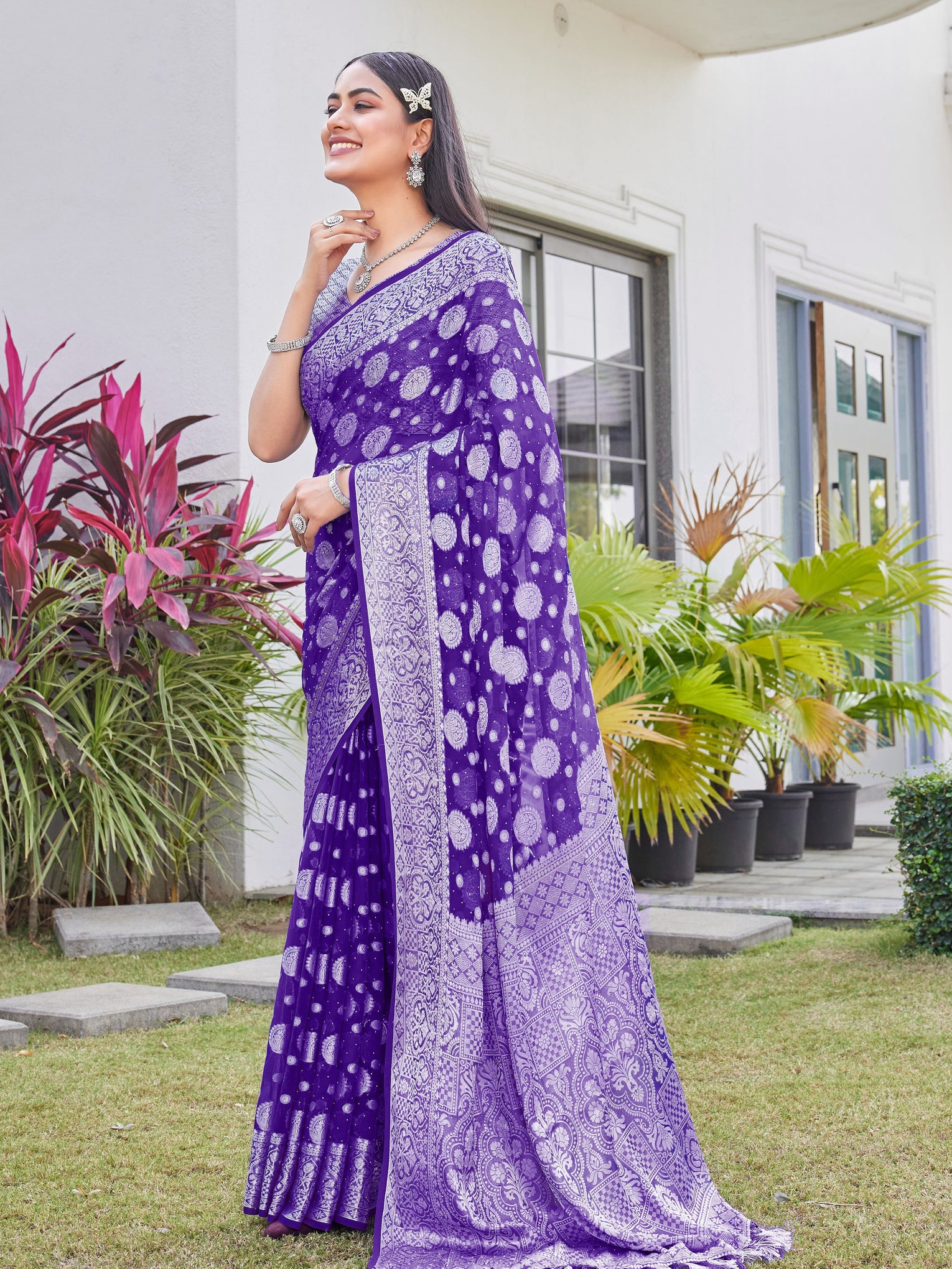 Purple Georgette Saree RIYA - View 4
