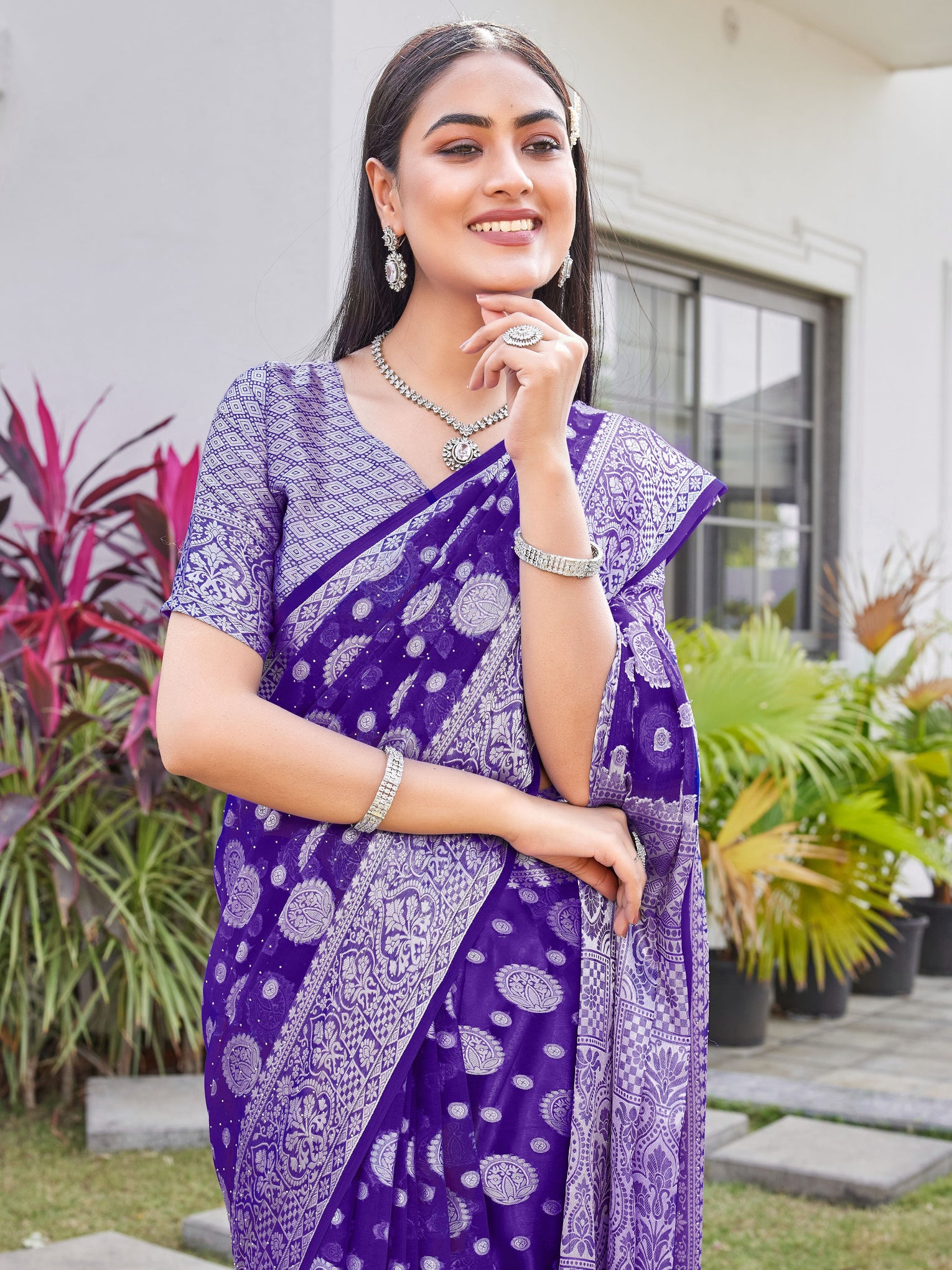 Purple Georgette Saree RIYA - View 7