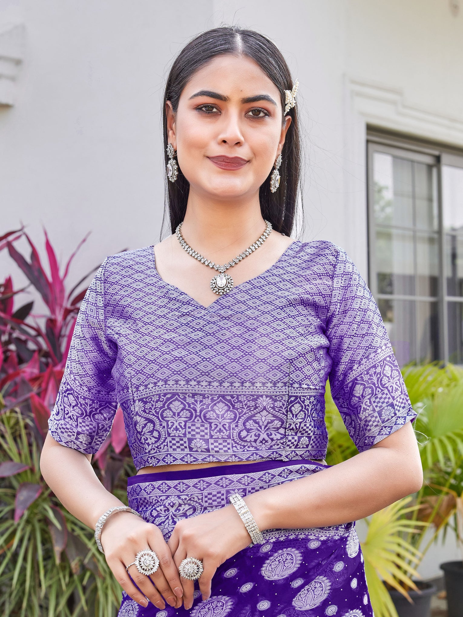 Purple Georgette Saree RIYA - View 8