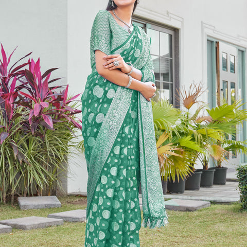 Green Georgette Saree RIYA - View 1
