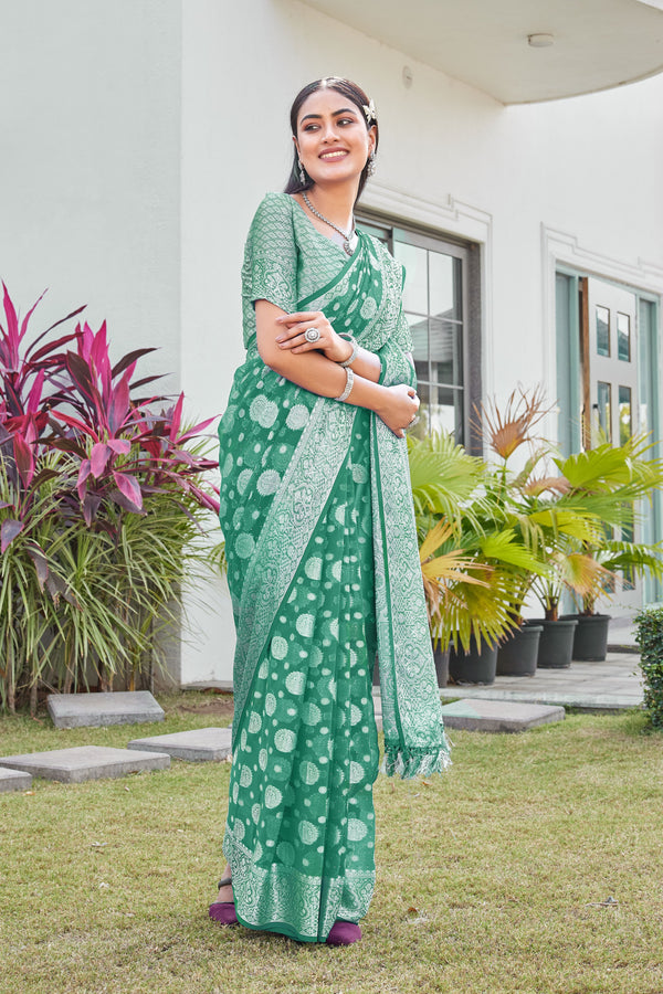 Green Georgette Saree RIYA - View 1