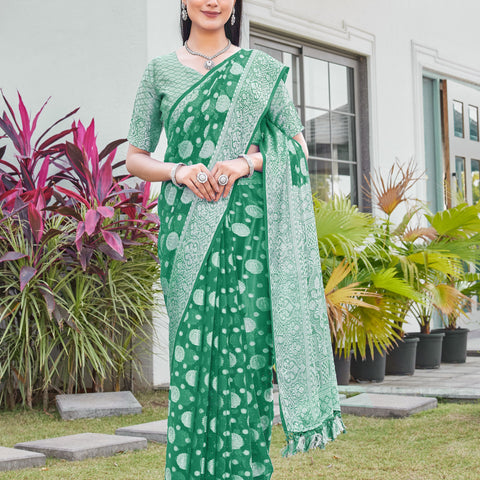 Green Georgette Saree RIYA - View 2
