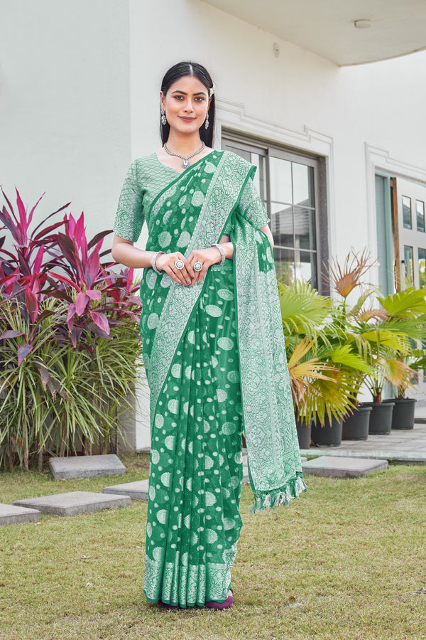 Green Georgette Saree RIYA - View 2