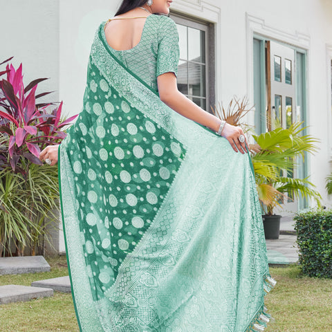 Green Georgette Saree RIYA - View 3