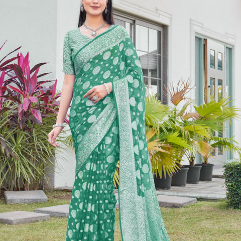 Green Georgette Saree RIYA - View 6