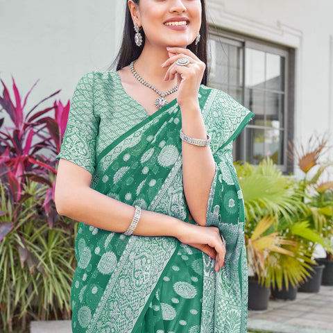 Green Georgette Saree RIYA - View 7