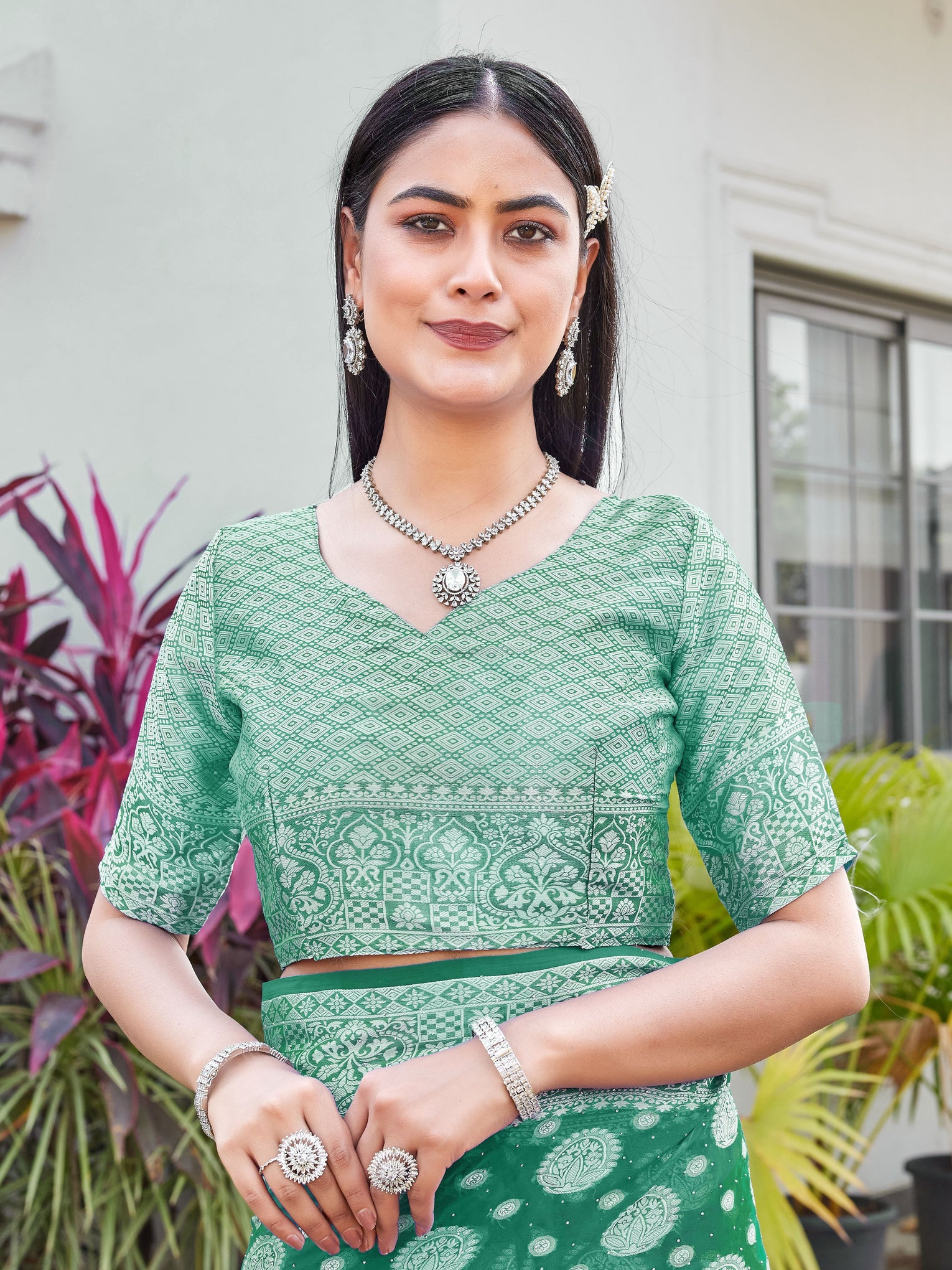 Green Georgette Saree RIYA - View 8
