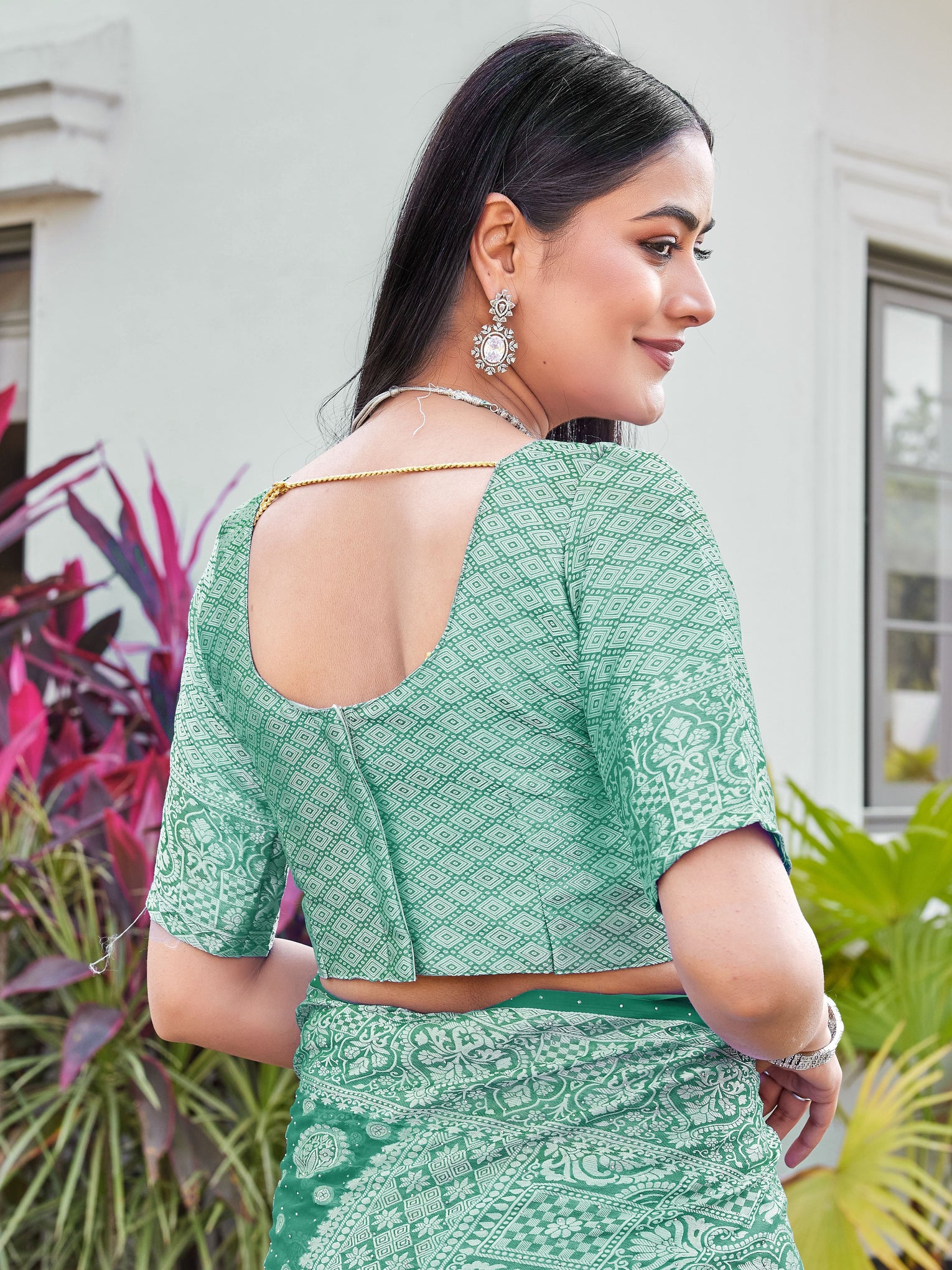 Green Georgette Saree RIYA - View 9