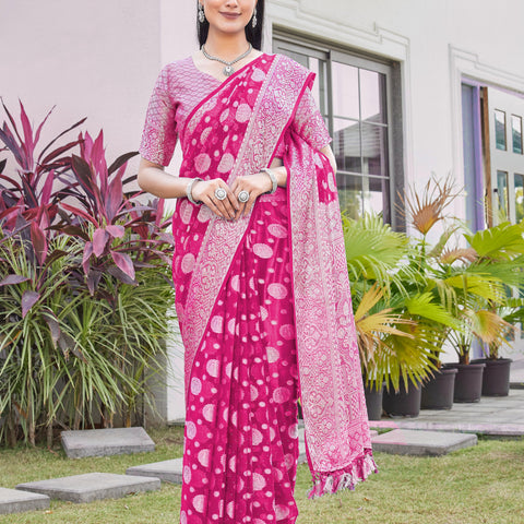 Rani Pink Georgette Saree RIYA - View 2