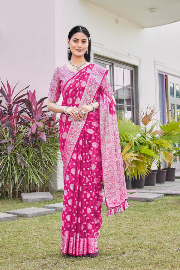 Rani Pink Georgette Saree RIYA - View 2