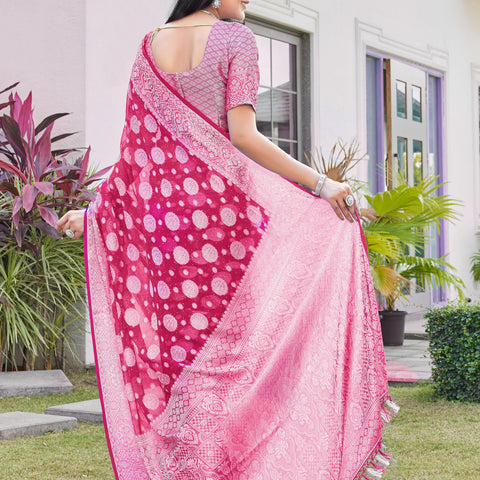 Rani Pink Georgette Saree RIYA - View 3