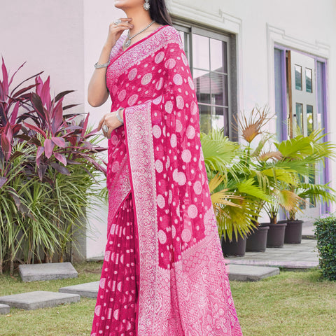 Rani Pink Georgette Saree RIYA - View 4