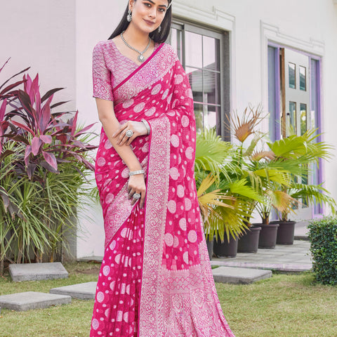 Rani Pink Georgette Saree RIYA - View 5