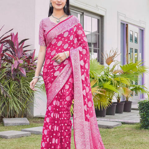 Rani Pink Georgette Saree RIYA - View 6
