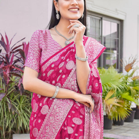 Rani Pink Georgette Saree RIYA - View 7