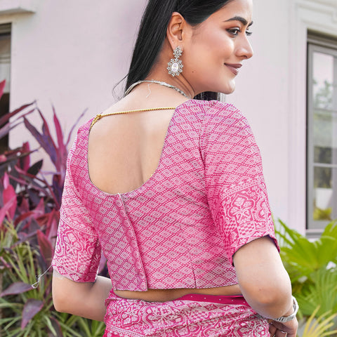 Rani Pink Georgette Saree RIYA - View 9