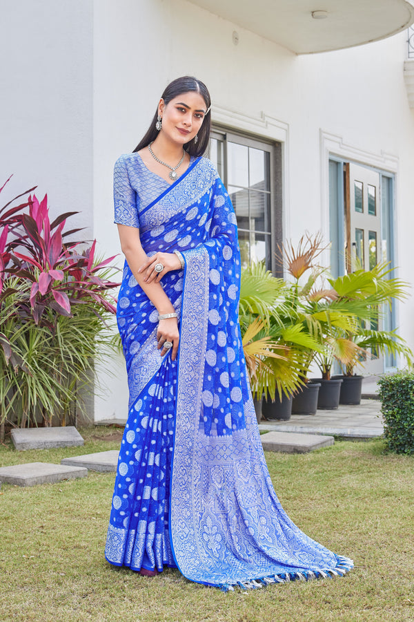 Royal Blue Georgette Saree RIYA - View 2