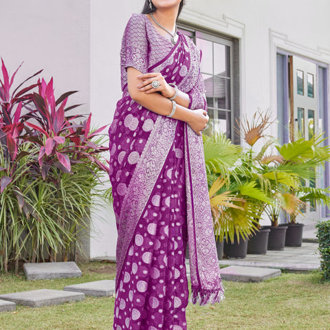 Wine Georgette Saree RIYA - View 1